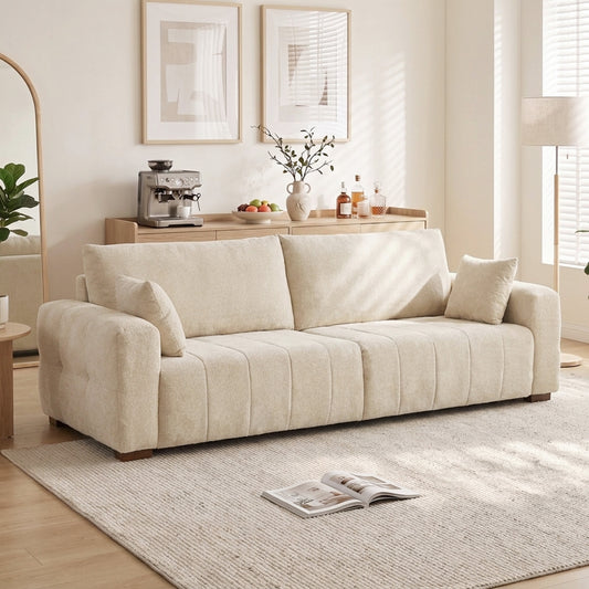 HOMCOM 3 Seater Sofa in Cream White