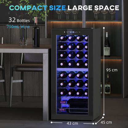 HOMCOM 32 Bottle Dual Zone 5-18℃ Wine Fridge - Black