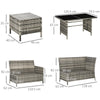 Outsunny 7-Seater Patio wicker Sofa Set Rattan Chair Furniture w/ Glass & Cushioned, Orange