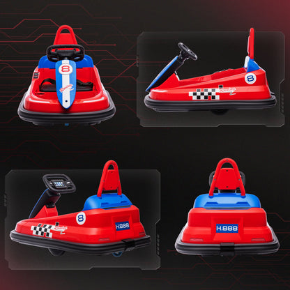 HOMCOM 6V Electric Kids Bumper Car, 6V Spin Waltz Car, with Music, Horn, Lights - Red