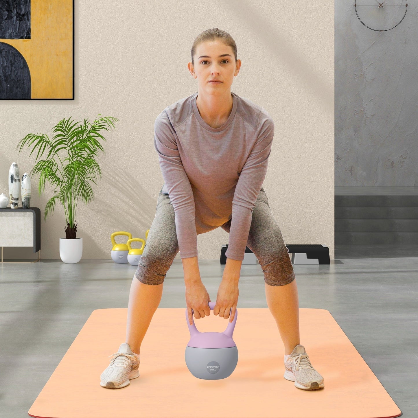 SPORTNOW 10KG Soft Kettlebell, Kettlebell with Non-Slip Handle for Home Gym, Weight Lifting, Strength Training, Purple/Grey