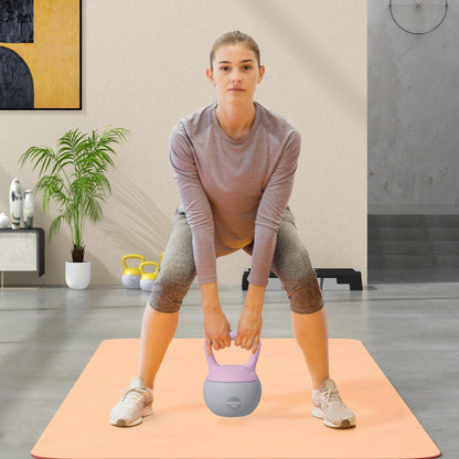 SPORTNOW 10KG Soft Kettlebell, Kettlebell with Non-Slip Handle for Home Gym, Weight Lifting, Strength Training, Purple/Grey