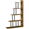 HOMCOM 5-Tier Bookcase, Wooden Ladder Bookshelf Display Stand, Rustic Brown