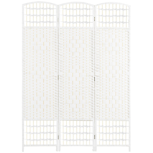 HOMCOM 3 Panel Folding Room Divider, Privacy Screen, Paravent Partition Separator for Living Room, Bedroom, White