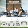 Outsunny 5 Piece Metal Garden Furniture Sofa Set with Thickened Cushions, Loveseat, 2 Armchairs, 2 Coffee Tables, Light Grey