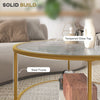HOMCOM Round Coffee Table with Storage, 2-Tier Tempered Glass Coffee Table with Steel Frame for Living Room, Gold Tone