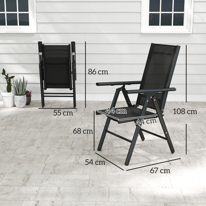 Outsunny Set of 2 Folding Garden Chairs in Black