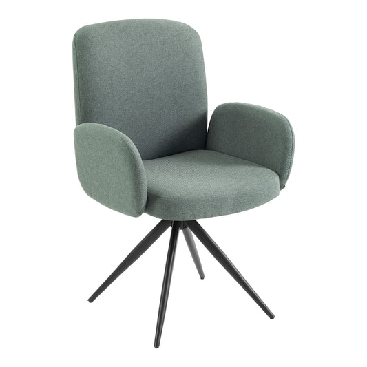 HOMCOM Swivel Accent Chair, Upholstered Linen-Look Armchair with Curved Backrest, Wrapped Armrests for Living Room, Light Green