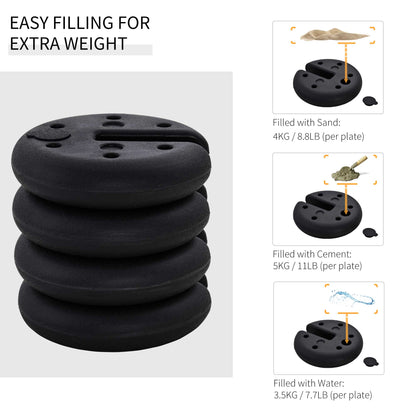 Outsunny Pop up Canopy Weight Set of 4, Heavy Duty Sand Fillable Tent Leg Weights for Marquee Party Tent Canopy, Total 20kg