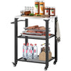 Outsunny Three-Shelf Outdoor Grill Cart with Stainless Steel Top, Outdoor Kitchen Island with 4 Wheels, 3 Hooks, Movable Food Prep Barbecue Pizza Oven Table for Kitchen, Garden, 65.5 x 41 x 79 cm