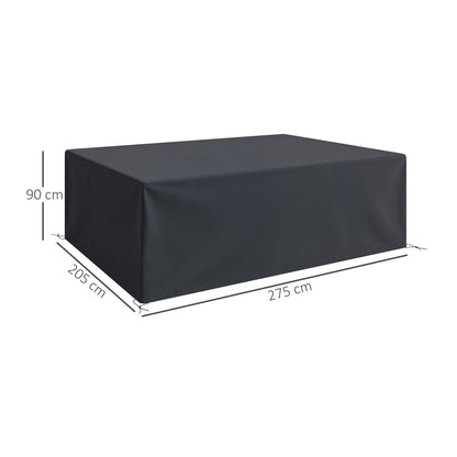 Outsunny 600D Oxford Outdoor Garden Furniture Sofa Set Cover, Waterproof Anti-UV Rattan Sun Lounger Protection Protector Cover, 275L x 205W x 90Hcm, Black