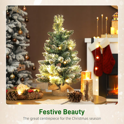 HOMCOM 60 cm Prelit Small Christmas Tree in Green