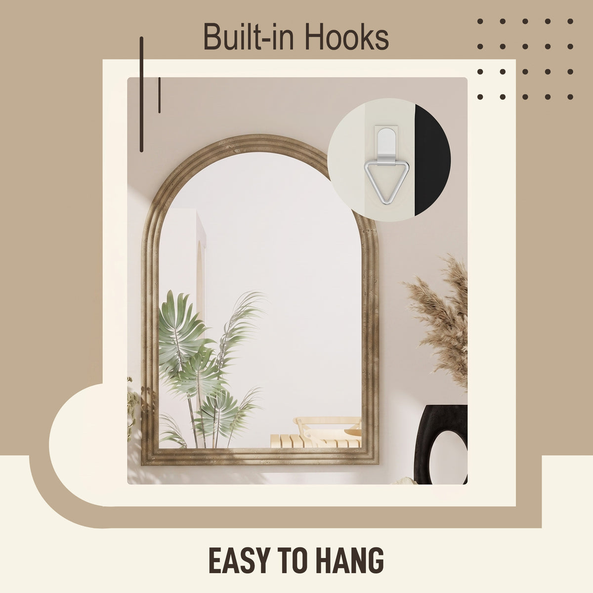 HOMCOM Modern Wall-Mounted Mirror in Brown
