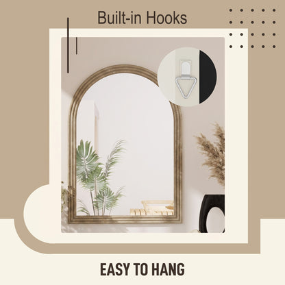 HOMCOM Modern Wall-Mounted Mirror in Brown