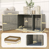 PawHut Cat Litter Box Enclosure with Rattan Door, Scratching Mat, Toy Ball, Non-Slip Foot Pads, Grey