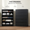 HOMCOM Chest of Drawers, 5 Drawer Dresser, Modern Storage Cabinet with 5 Drawers, for Bedroom, Living Room, Black
