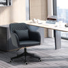 Vinsetto PU Leather Office Chair, Desk Chair, Makeup Vanity Chair with Massage Lumbar Pillow and Rolling Wheels for Bedroom and Home, Deep Blue