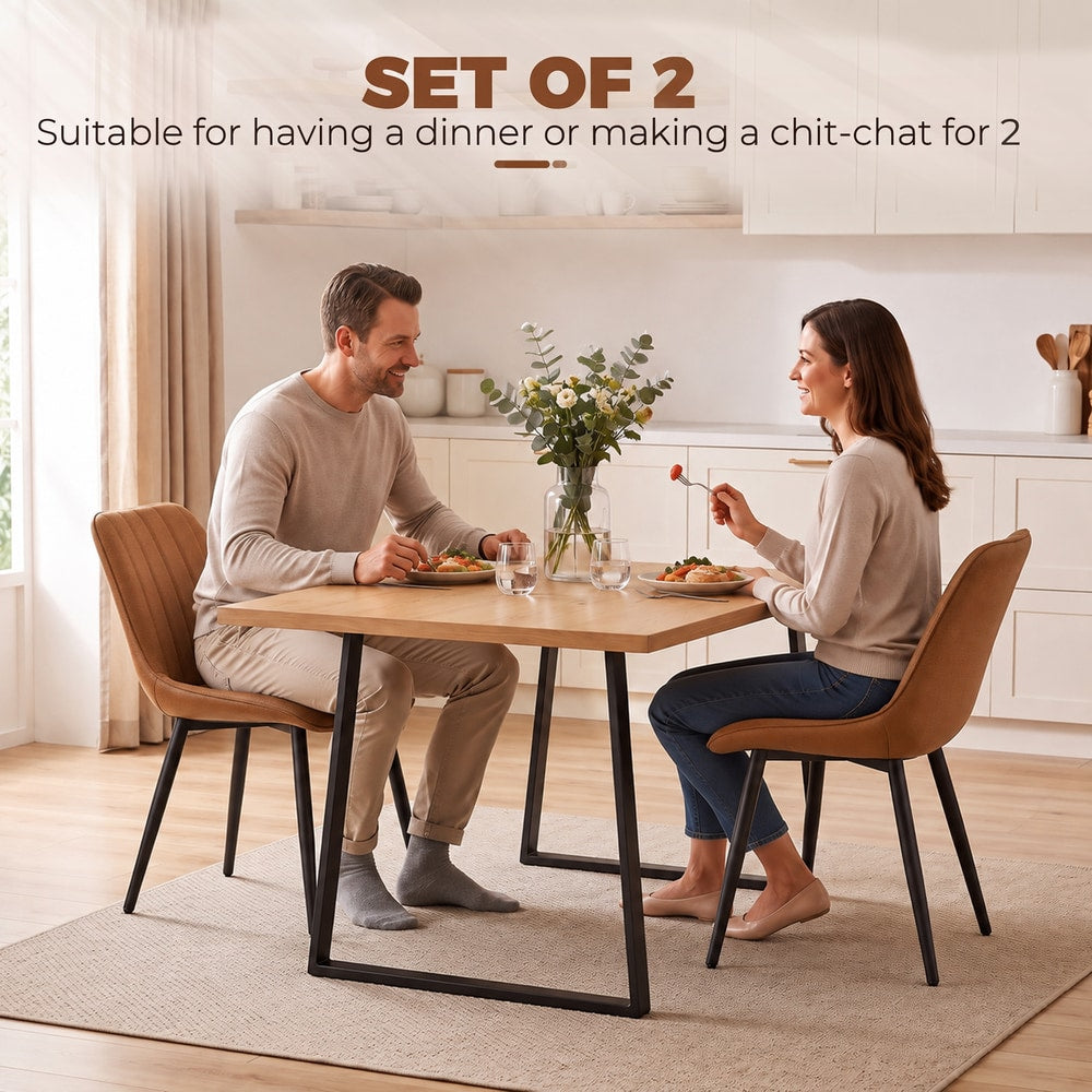 HOMCOM Faux Leather Upholstered Kitchen Chairs in Brown