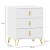 HOMCOM Set of 2 Elegant Chest of Three Drawers - White/Gold-Tone