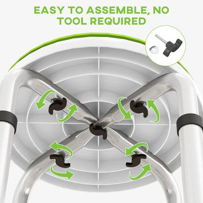 HOMCOM 360√Ç¬∞ Swivel Shower Chair, Height Adjustable Aluminium Shower Stool with Non-Slip Feet for Disabled, Elderly, Green