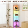 HOMCOM RGB LED Floor Lamp with Shelves, 4-Tier Dimmable Standing Lamp with Remote Control, Black
