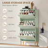 HOMCOM Elegant Three-Drawer Shoe Cabinet - Light Green