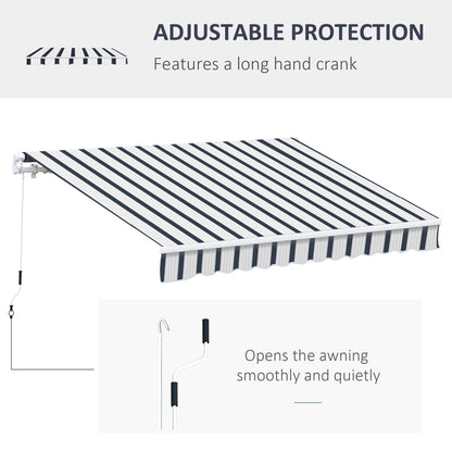 Outsunny Manual Retractable Awning, 4x3 m-Blue/White
