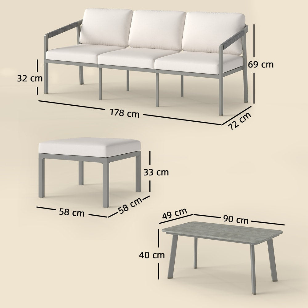 Outsunny 3 Piece Garden Dining Set in Grey