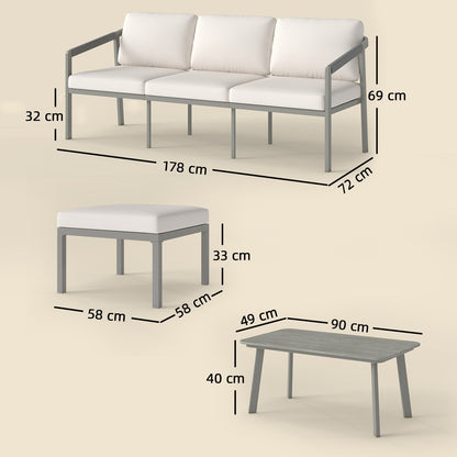 Outsunny 3 Piece Garden Dining Set in Grey