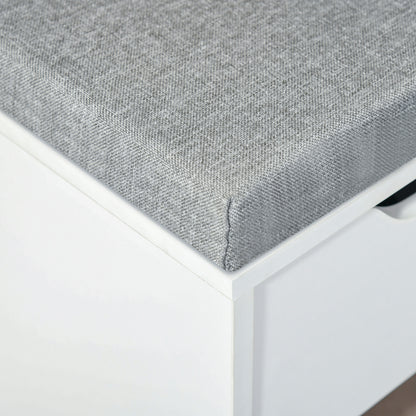 HOMCOM Shoe Storage Bench with Cushion - White