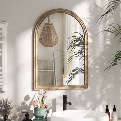 HOMCOM Modern Wall-Mounted Mirror in Brown