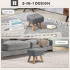 HOMCOM Linen-Look Square Padded Footstool - Grey