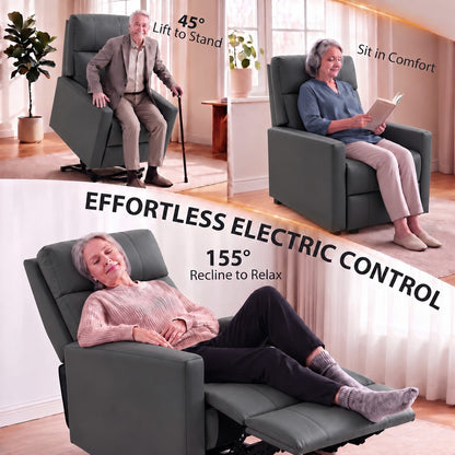 HOMCOM Riser Recliner Chair with Vibration Massage & Heat, Electric Lift Chair for Elderly, Spring Cushion, USB Port, Dark Grey
