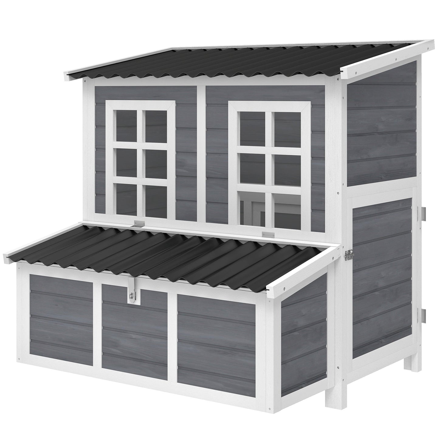 PawHut Wooden Chicken Coop with Nesting Box, Slide-Out Tray, Perches, for 2-4 Chickens, 100 x 86 x 100cm