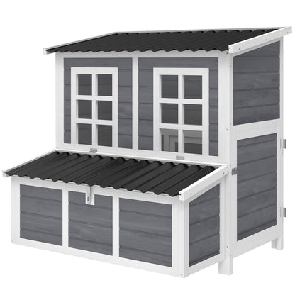 PawHut Wooden Chicken Coop with Nesting Box, Slide-Out Tray, Perches, for 2-4 Chickens, 100 x 86 x 100cm