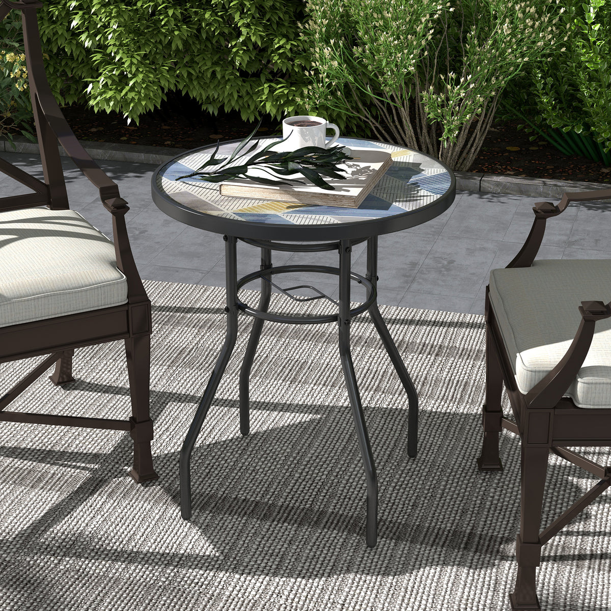 Outsunny Φ60 Garden Table in Multi Colour
