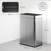 HOMCOM 55L Sensor Bin, Large Automatic Touchless Rubbish Bin with Soft-Close Lid, Silver Tone
