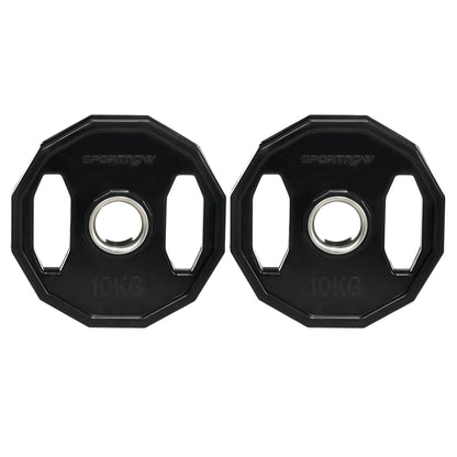 SPORTNOW Olympic Weight Plates Set, Metal and Rubber Bumper Plates Weights Discs with 2"/5cm Holes, for Home Gym Weight Lifting Strength Training, 2 x 10kg, Black