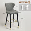 HOMCOM Bar Stools Set of 2, PU Leather Barstools with Back, Footrest and Wood Legs for Kitchen, Counter, Breakfast Bar, Grey