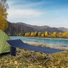 Outsunny Single Person Camping Bed Folding Cot Outdoor Patio Portable Military Sleeping Bed Travel Guest Leisure Fishing with Side Pocket and Carry Bag - Blue