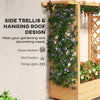 Outsunny Garden Planter with Trellis, Wooden Raised Bed for Garden with Hanging Roof and Drainage Holes, Outdoor Trellis Planter Box for Vegetables, Herbs and Flowers, 110 x 44 x 113 cm, Natural