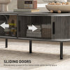 HOMCOM Coffee Table with Storage, Living Room Table with Slatted Tambour Sliding Doors and Foot Pads, Rectangular Coffee Table with Elevated Base for Living Room, Grey Wood-Effect