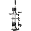 PawHut Floor-to-Ceiling Cat Tree for Indoor Cats, 240-260cm Adjustable Cat Tree - Dark Grey