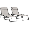 Outsunny Set of Two Folding Sun Loungers, with Four-Position Backs - Cream