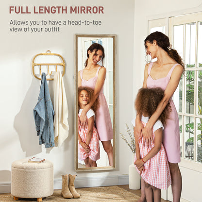 HOMCOM 162.6 cm Two-Tone Full Length Mirror in Oak