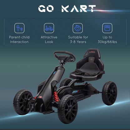 HOMCOM Kids Pedal Go Kart, with Adjustable Seat, EVA Wheels, Seat, Handbrake - Black
