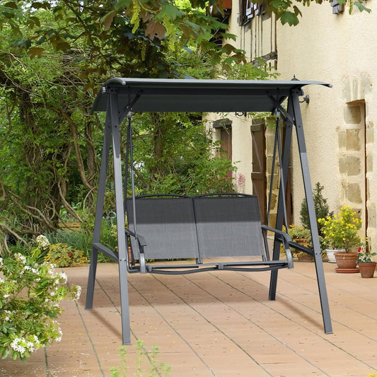 Outsunny 2 Seater Garden Swing Seat in Dark Grey