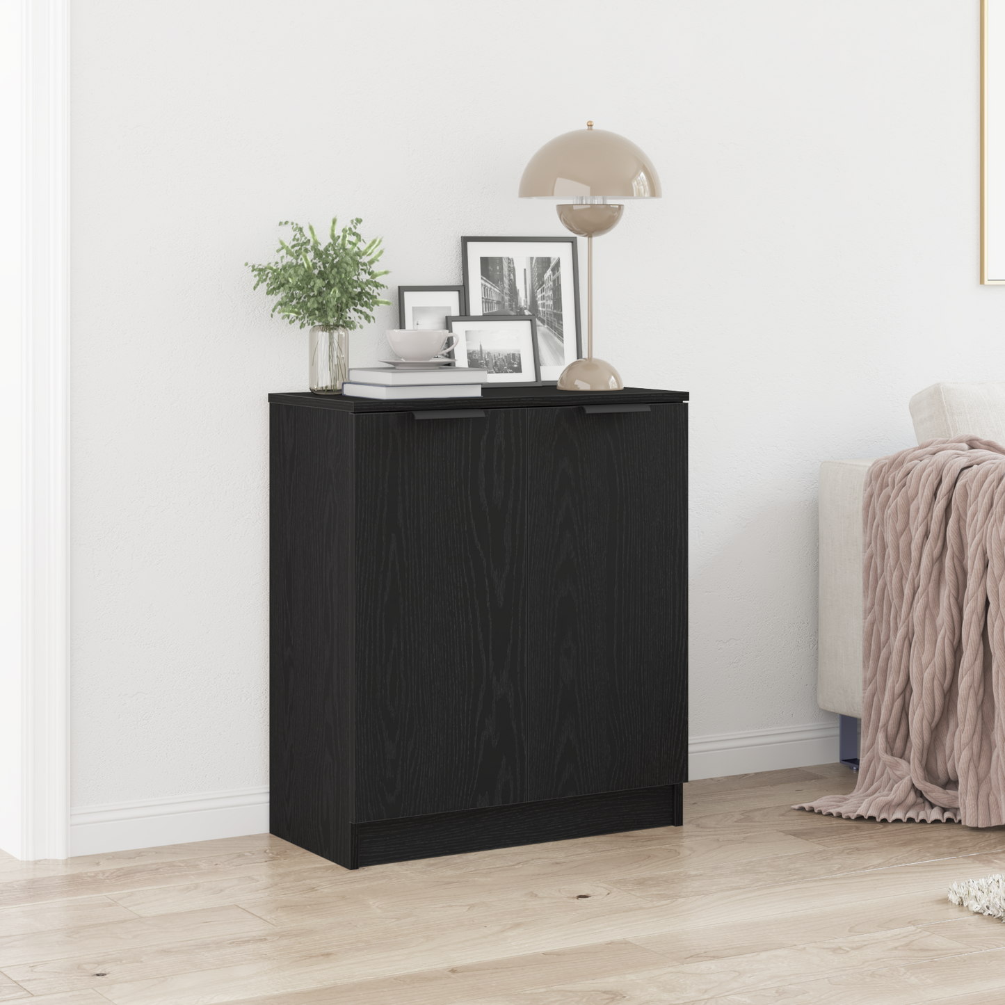 vidaXL Sideboard Black Oak 60 x 30 x 70 cm Engineered Wood 1