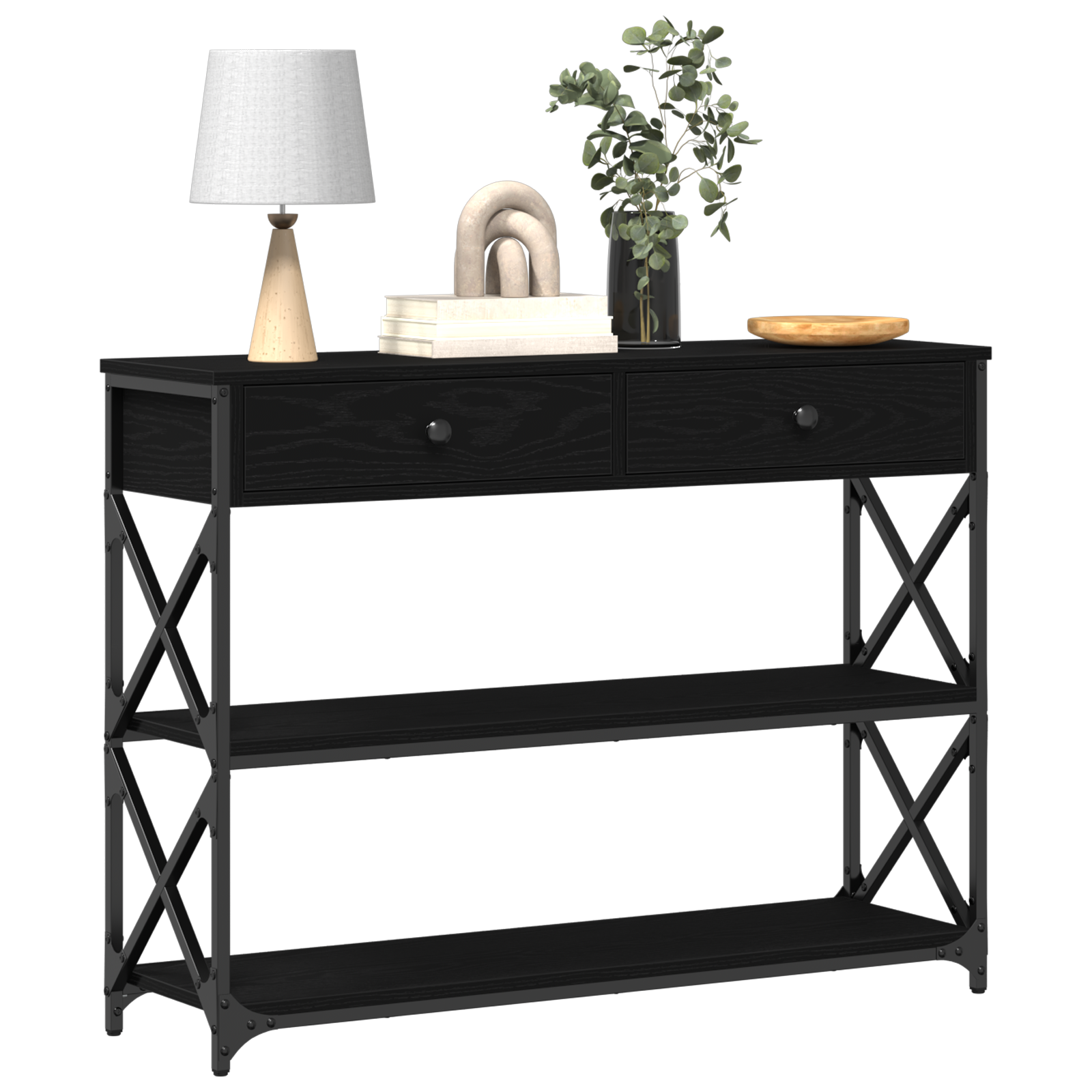 vidaXL Console Table Black oak 100 x 28 x 75 cm 3