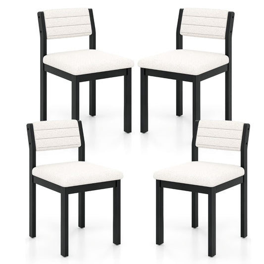 Imitation Lamb Fleece Home Chair Set of 4 with upholstered seats and black legs